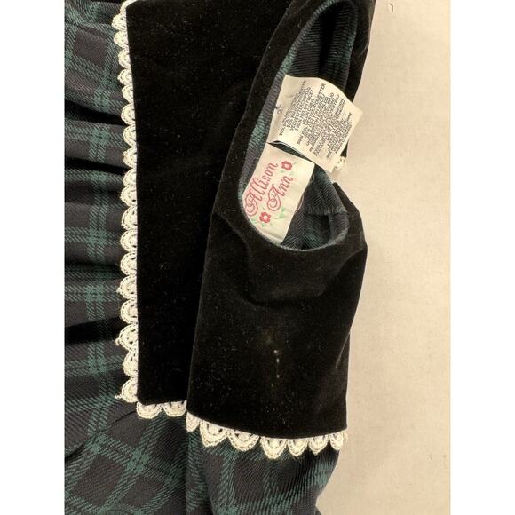 Vtg Toddler Girl Dress Sz 2T Plaid Velvet Ruffle Holiday Academia Preppy 90’s - Picture 7 of 10